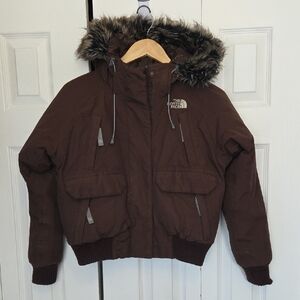 The North Face Dark Brown Vintage Fur-Trimmed  Down Jacket
